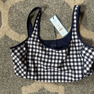 Draper James Navy and White Checkered Sports Bra NWT XXL
